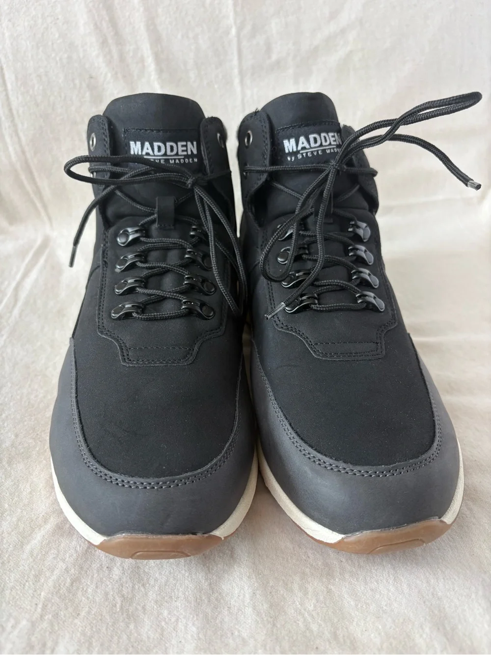 Madden by Steve Madden Haqqen Black Gray High-Top Lace-Up Sneaker Boots NEW US10